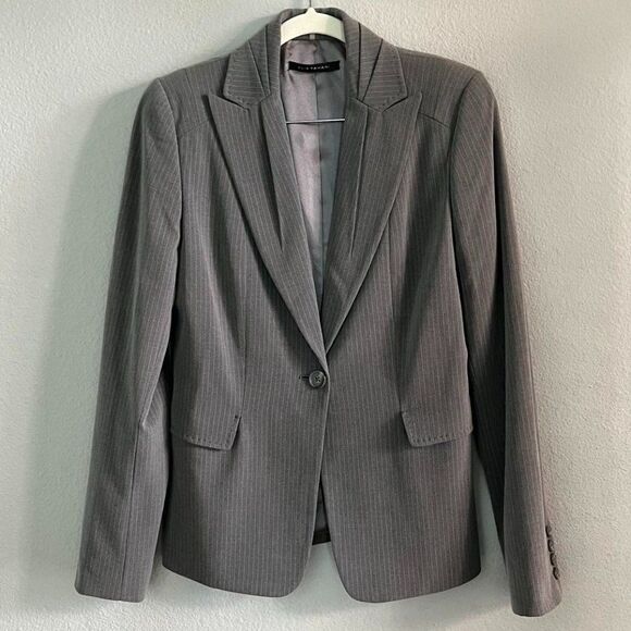 Elie Tahari Jacket Gray One Button Blazer Womens Size 2 - Picture 3 of 14